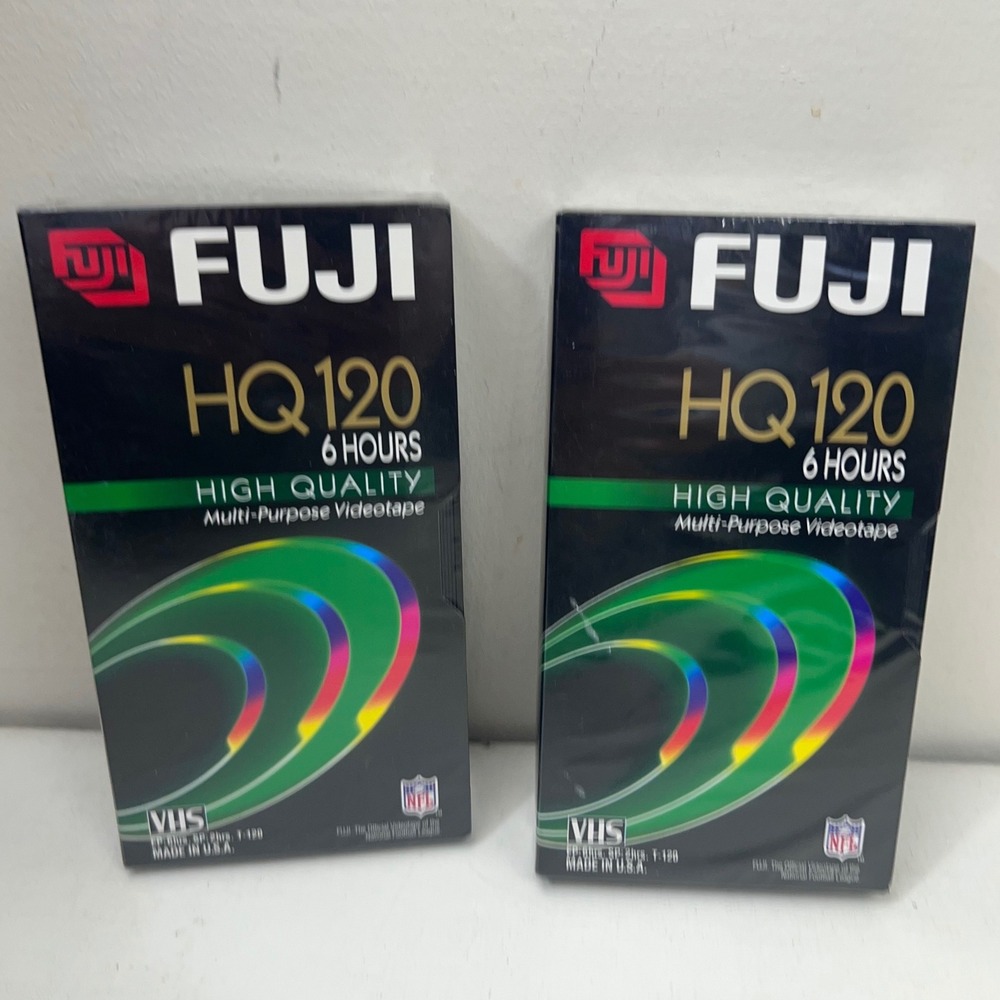 Lot of 2 Fuji HQ120 VHS Blank Video Tapes T-120‎ 6 Hour High Quality Sealed New